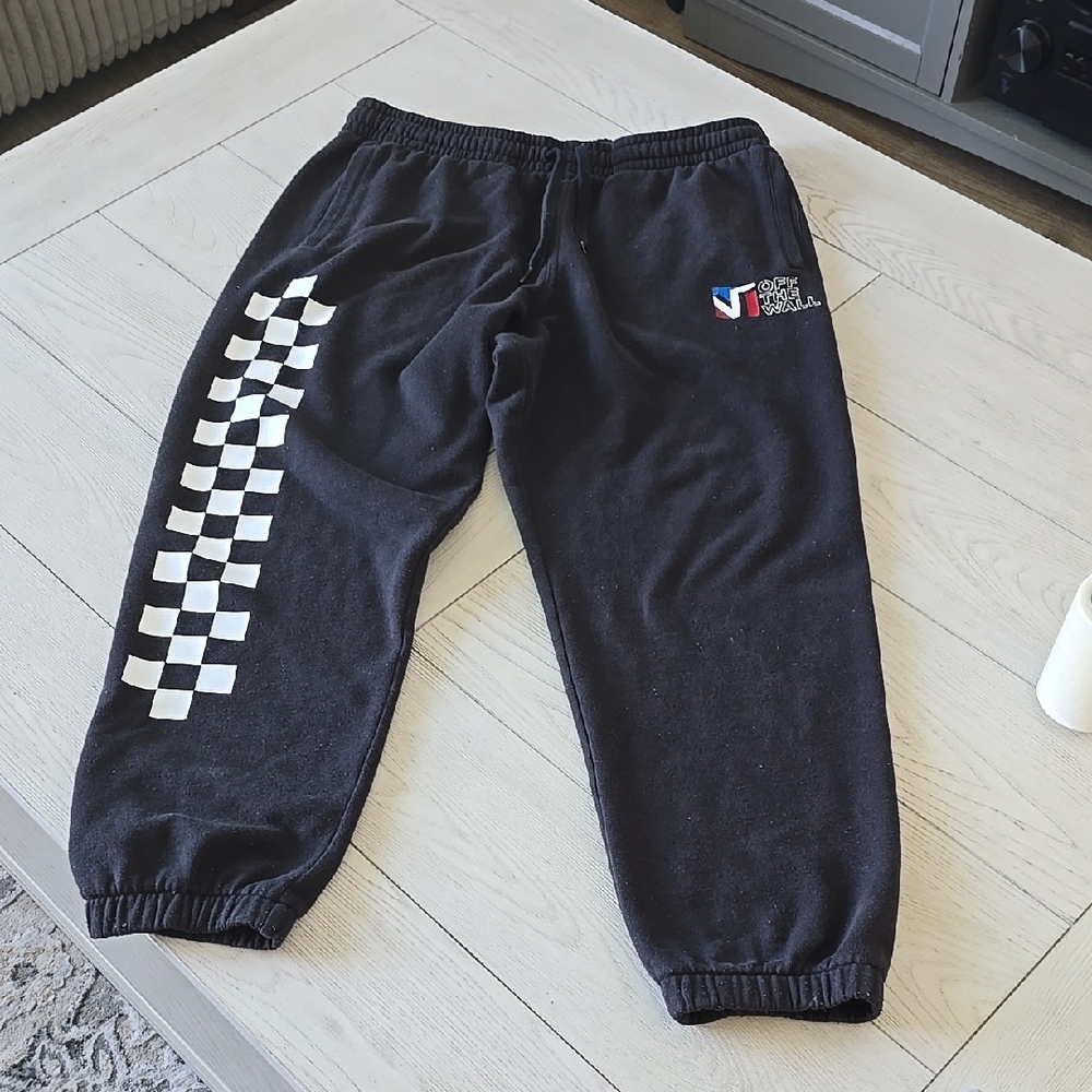 Black Sweatpants with Checkered Design